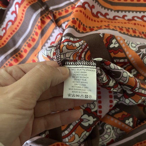 CHARLOTTE SPARRE Elisa Orange Printed Square Dress Midi Silk Small NWOT Boho - Picture 18 of 18