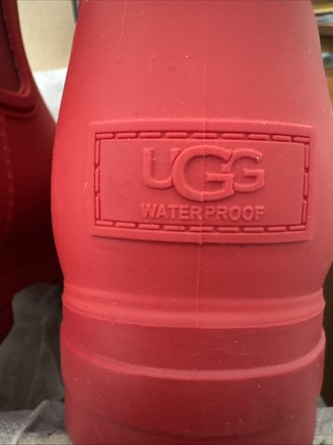 UGG Damen 8 Tropfen rot wasserdicht Gummi Wolle Innensohle Regen Stiefeletten EU 39 - Bild 5 von 14