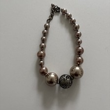 Dyrberg Kern Damen Collier Halskette Perlen braun L 45 cm Modeschmuck 2658