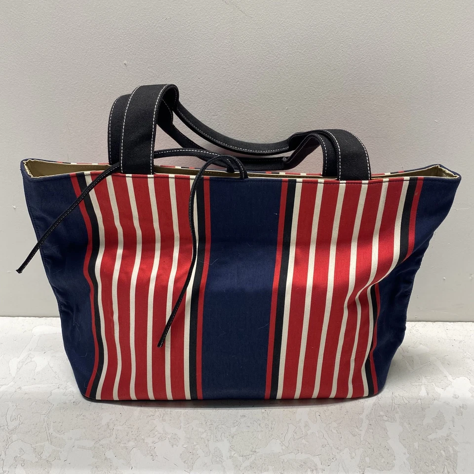 Kate Spade Red Navy Striped Canvas Tote - Image 2 of 4
