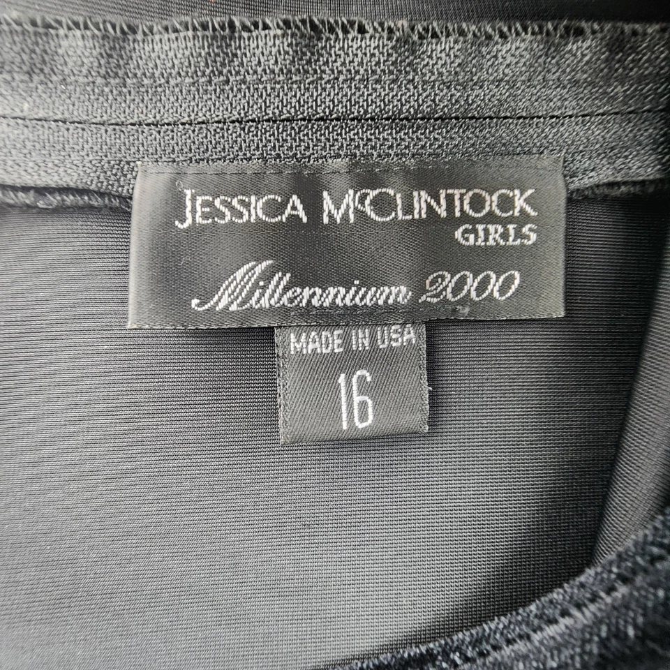 Jessica McClintock Girls Dress Size 16 Black Velvet Plaid Skirt Holiday - Image 3 of 4