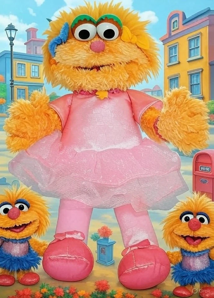 Sesame Street Zoe Ballerina Plush Toy – 10 Inch Pink Tutu Dress Soft Stuffed - Image 2 of 4
