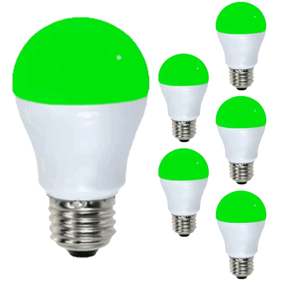 Diodesy A15 LED GreenLight 5W 330LM E26 120V 200° White Turns Green When Lit 6Pk - Image 2 of 4