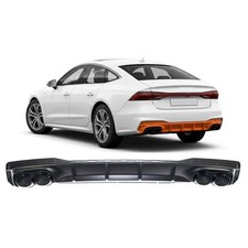 Heckdiffusor mit schwarzen Spitzen passend f&uuml;r Audi A7 4K Sportback 2019-2023