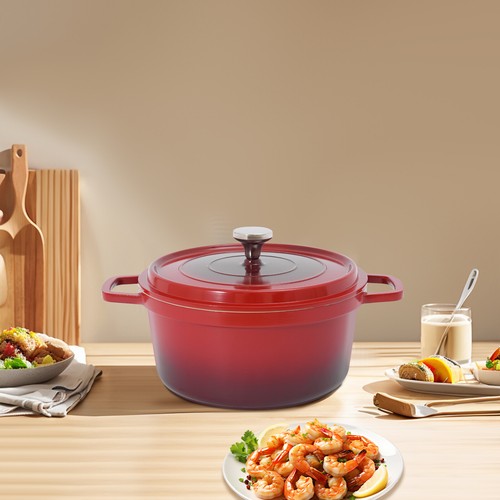 Stew Pot with Lid Ceramic Stew Pot for Braising, Stews, Roasting Red 4L/1.06gal