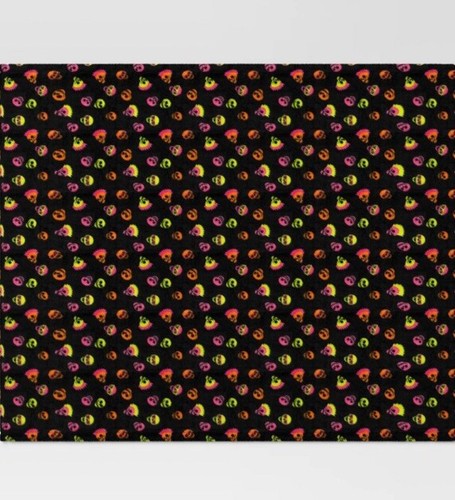 Target Hyde & Eek Target Neon Skull Print Plush Halloween Throw Blanket Retro - Picture 5 of 5