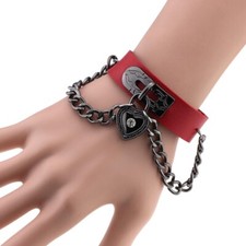 Pulsera Pulsera de Cuero Estilo Punk con Corazón Cadena Brazalete Adorno