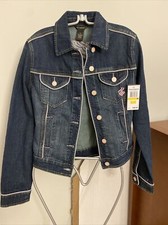 Rocawear Button Up Embroidered Denim Jean Jacket Women's Teen Blue  M & L  $98