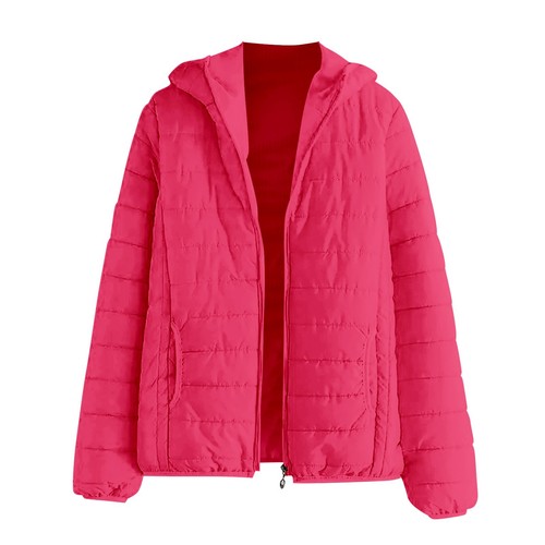 Chaqueta acolchada ligera para mujer Abrigo liso con capucha Suelto Cremallera completa Acolchado - Imagen 6 de 39