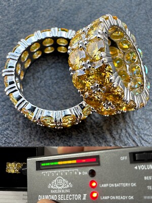 Yellow Canary Moissanite Ring Real 925 Silver Hip Hop Iced