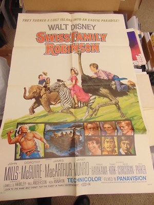 Walt Disney Swiss Family Robinson Original One-Sheet 27x41" Poster ...