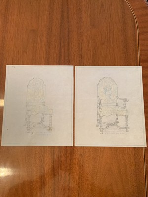Rare Vintage Artist Pencil Drawing Sketch Furniture 1920 s. 