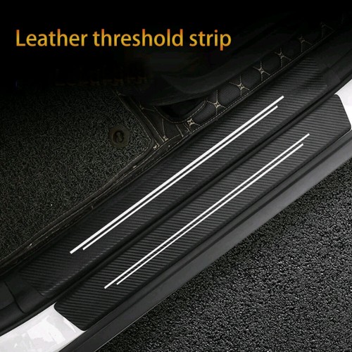 4x Carbon Fiber Car Door Plate Sill Scuff Stickers Film Anti-Scratch Accessories - Foto 2 di 11
