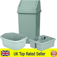 washing up bowl and 50l bin set kitchen set - sage green