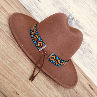 4994 Hatband For Women And Men, Orange Blue Black And Brown Cowboy Hat Band, Western Style Ethnic Cowboy Hat Band, Orange, Brown, Blue  main image 4