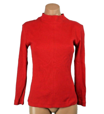 Esprit VTG 90s y2k NWT long sleeve mock turtleneck top shirt ribbed red sz S USA
