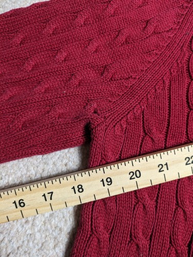 Tommy Hilfiger Sweater Women's 2XL Maroon V-Neck Cable Knit Long Sleeve Pullover - Picture 5 of 7