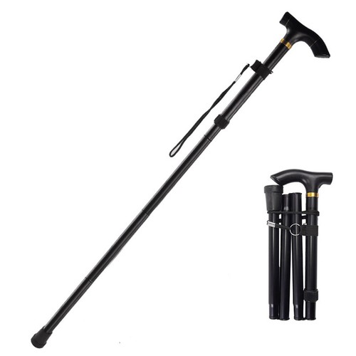 Walking Stick Travel Folding Cane Pole Compact Adjustable Lightweight Aluminium - Picture 2 of 12