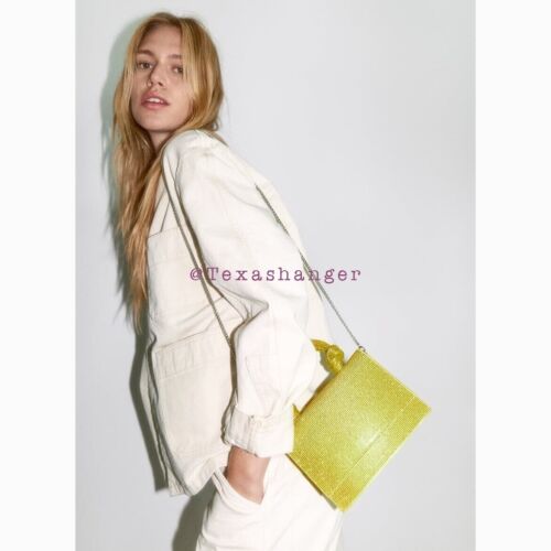 NWT Zara Shimmery Mini City Bag Neon Acid Yellow - 第 3/12 張圖片