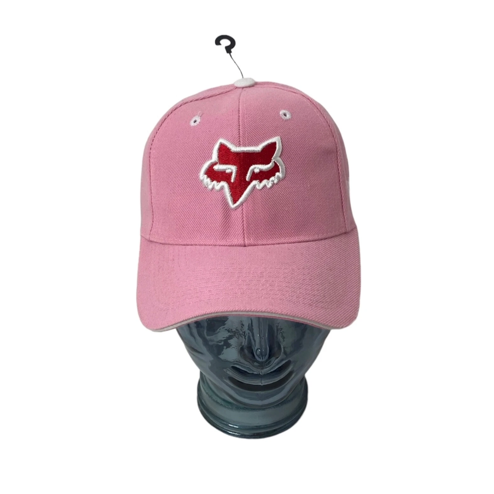 Fox Adjustable Hat Womens One Size Pink White Red Embroidered