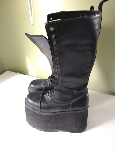 Demonia Mega 602 Black Boots 6” Platform Size 13 Women Size 11 Men Leather 20” - Picture 3 of 7