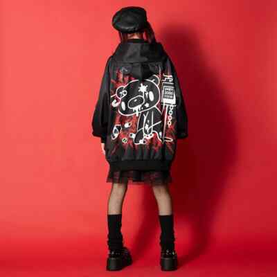 Chax GP Gloomy Bear Mesh Jacket Dark Black Red Japan Harajuku
