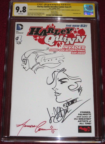 CGC SS Harley Quinn Invades SDCC # 1 signed + sketch by Hardin, Conner,Palmiotti
