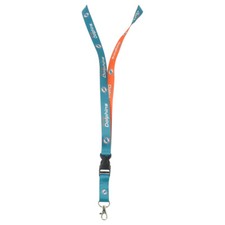 NFL Miami Dolphins Lanyard ID Badge Holder Necklace Keys Clip Novelty Teal Orang
