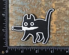 KILLER CAT Black Cat Knife Pet Animal Funny Embroidered Iron-On Patch