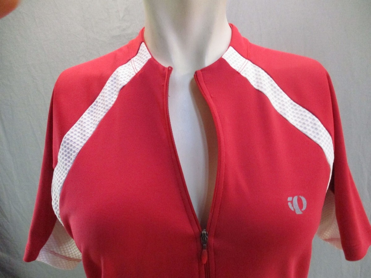 Pearl Izumi Size L Womens RedAndWhite Full Zip Cycling Athletic