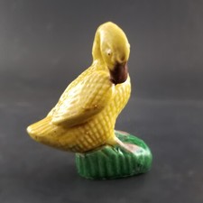Antique Chinese Mud Duck Figurine Yellow Brown Green Goose China Collectible