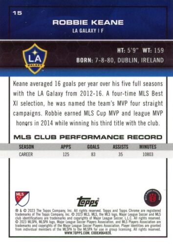 2023 Topps Chrome MLS #15 Robbie Keane - Picture 2 of 2
