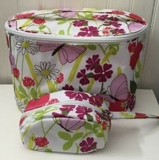 Clinique Flowers Butterflies Cosmetic Makeup Bag Train Case w Handle  Small Bag