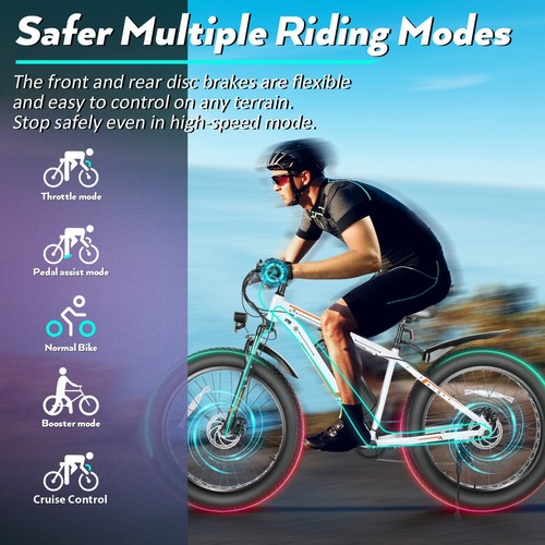 500W 48V 13AH Electric Bike, 26in Fat Tire Mountain Bicycle 25MPH E-Bike w/LCD🚴 - Picture 7 of 13