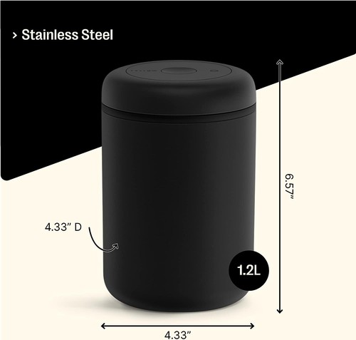Fellow Atmos Vacuum Coffee Canister Matte Black Airtight Storage Tin All Sizes - Picture 16 of 18