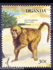 Olive Baboon, Monkeys, Wild Animals, Uganda 1989 MNH  [RG]