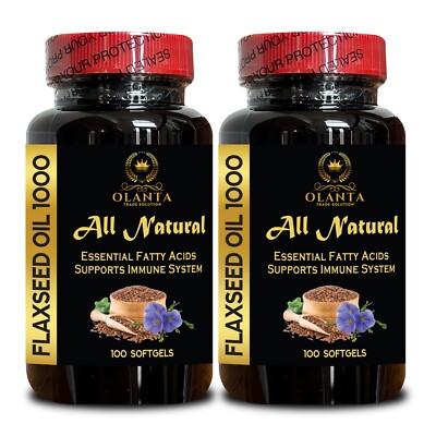 Cold-Pressed Flaxseed Oil Softgels - Omega-3 & Omega-6 Blend - 2 Bottles 200 Cap