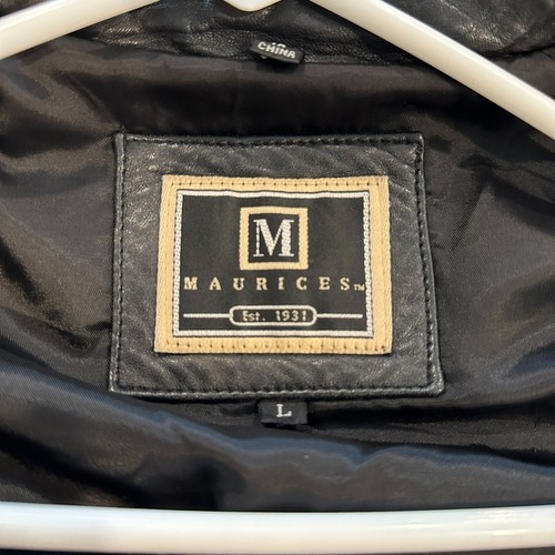 Women's Vintage Maurices Classic Black Leather Coat Size L - Picture 4 of 6