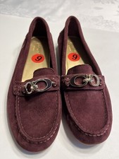Coach Fortunata Maroon Suede Leather Driving Loafers Moccasins Shoes Size 6