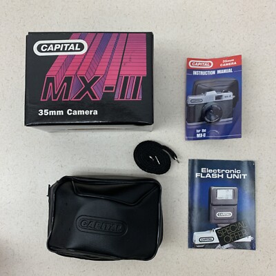 Vintage Camera CAPITAL MX-II 35MM FILM CAMERA W 50MM LENS & CASE with Box