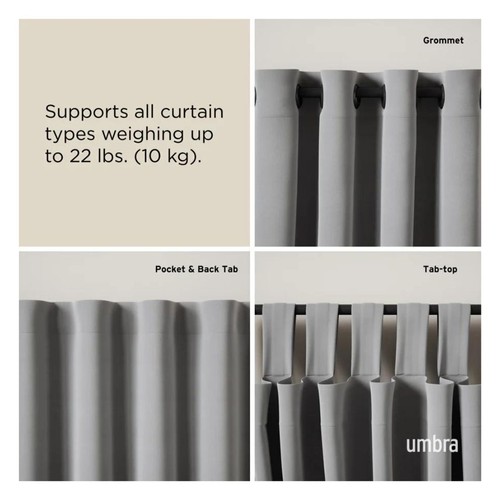 Umbra Loop 1-Inch 42 to 120-Inch Matte Black Curtain Rod - 第 5/6 張圖片