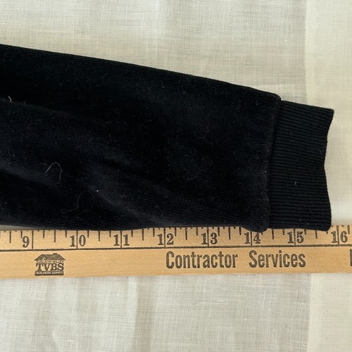 Juicy Couture Girl Top Sweatshirt Size 8/10 Black Velour Y2K Bling Logo Pullover - Picture 14 of 14