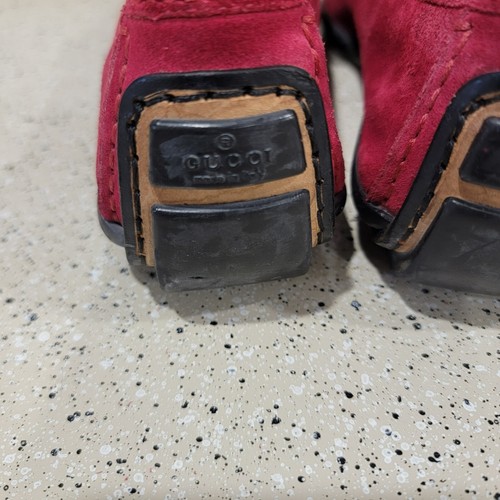 Mocasín Gucci Hombre Gamuza Rojo Horsebit Talla 7 B Muy Apretado - Imagen 8 de 22