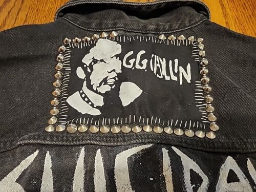 Giacca gilet vintage divisa H&M punk rock con borchie taglia media toppe biker - Foto 13 di 15