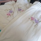 Vintage 90s 3 x Curtains Cream Lace Floral Embroidery