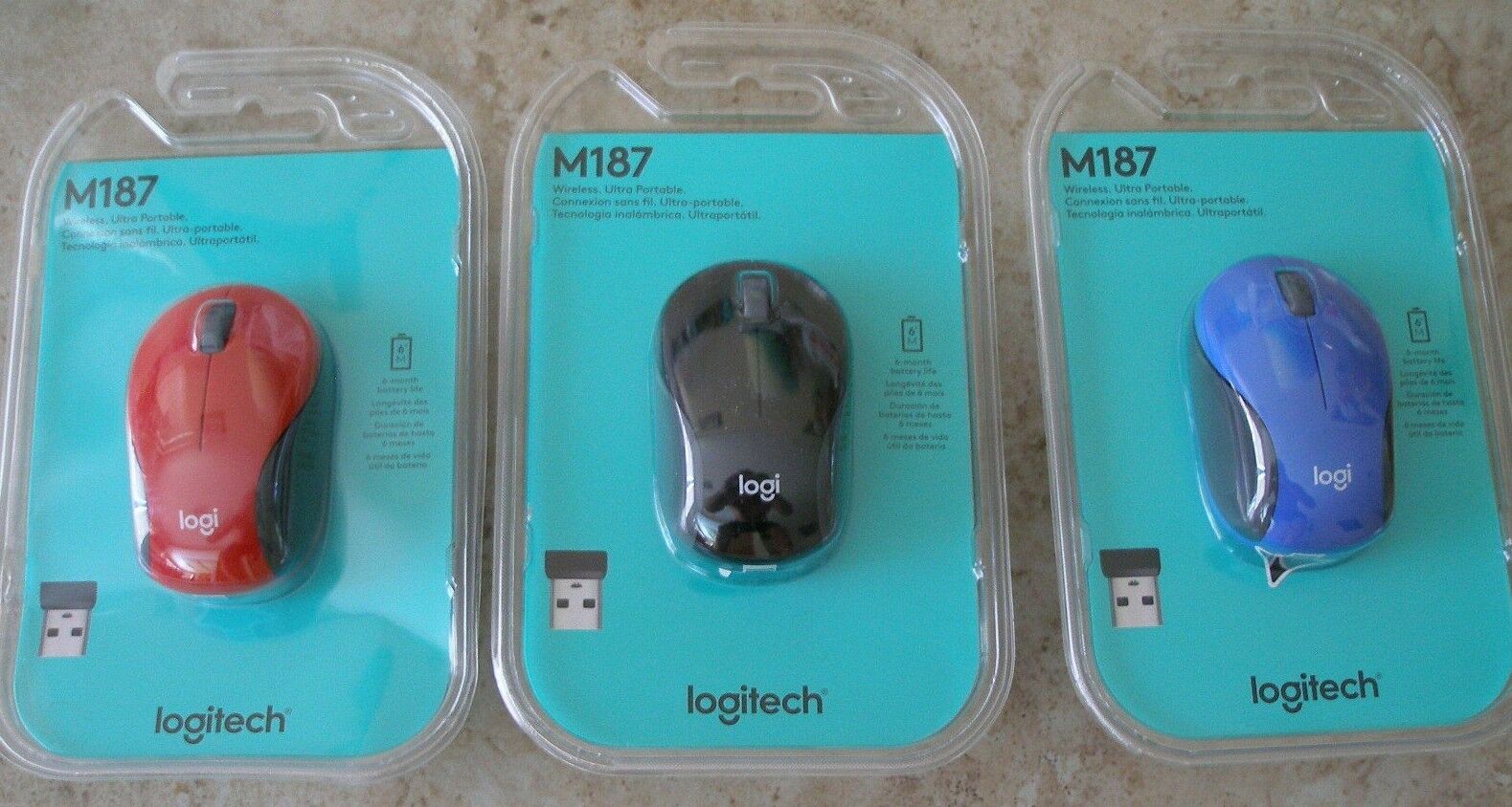 Logitech M187 Mini Wireless Mouse Red , Blue , Black NEW | eBay