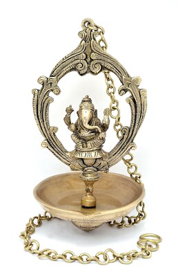 Messing Ganesha Design Dekorative Hängenden Diya Lampe Heim Dekor Tempel