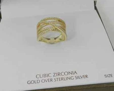 Giani Bernini Cubic Zirconia Crossover Statement Ring in 18k Gold over Silver, 6