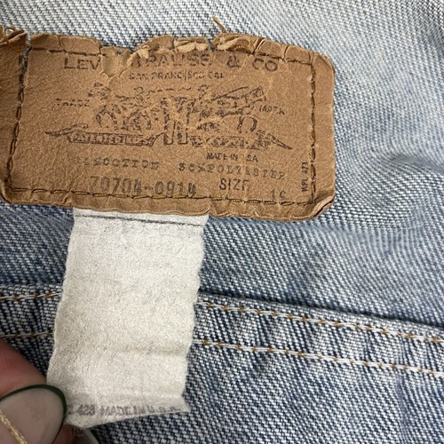Vintage Levis Jacket Youth 16 Blue Denim Snap Orange Tab Made In USA 70704 0914 - Picture 10 of 10