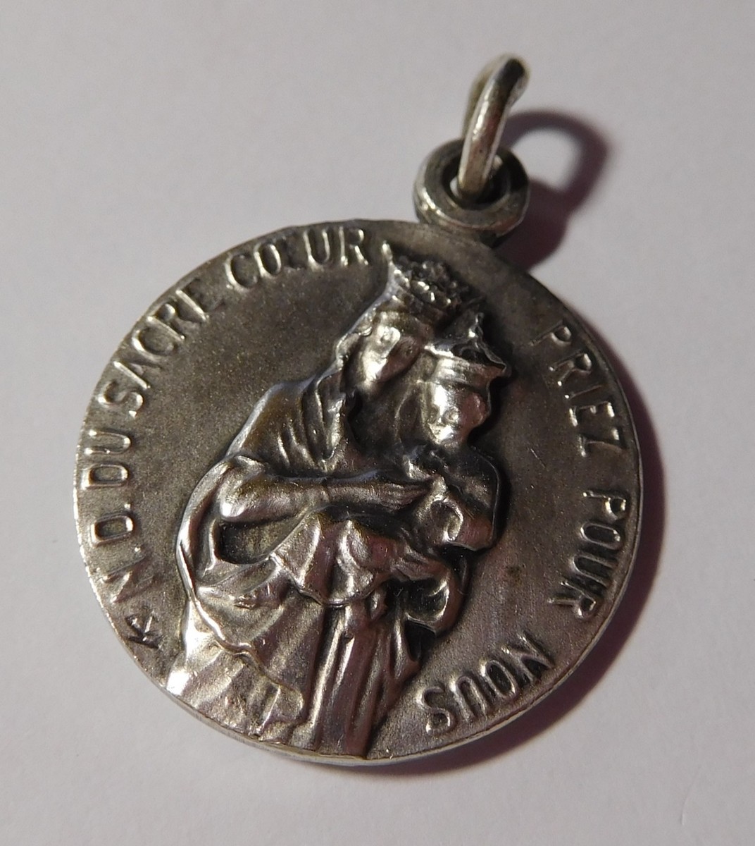 Médaille Religieuse Ancienne N.D. Du Port Et Cœur De Jésus - Métal Argenté